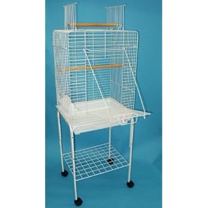 Open Play Top Small Parrot Bird Cage with Stand Color: White