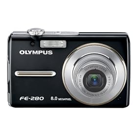 Olympus Stylus FE-280 8MP Digital Camera with Dual Image Stabilized 3x Optical Zoom (Black)