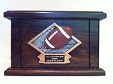 Cremation urn, wood urn, football wooden urn with free engraving