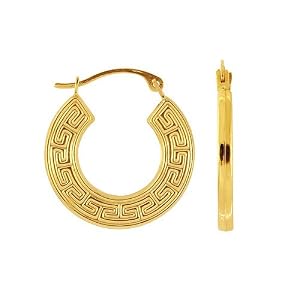 Greek Key Hoop Earrings in 14K Yellow Gold