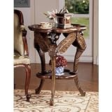 19th Century French Art Nouveau Hand-Carved Antique Replica Dragonfly Rococo Accent Table