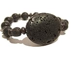 Lava Bracelet 02 Stretch Black Crater Oval Copper Gemstone Crystal Healing