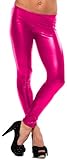 IMAGE OF Hot & Sexy Metallic Liquid Wet Look Leggings Womens Shiny Pants , Small, Metallic Fuchsia Pink