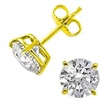 0.24 ct Lady's Round Cut Diamond Stud Earrings In 18 Karat Yellow Gold