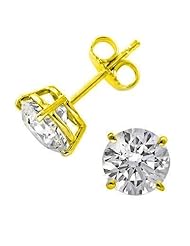 0.70 ct Ladys Round Cut Diamond Stud Earrings In 18 Karat Yellow Gold