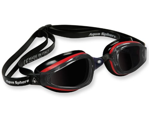 Aqua Sphere K180 Speed Swim Goggle, Black Red - Tinted Lens