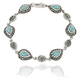 41kh32vrTGL. SL160  Sterling Silver Marcasite and Jade Teardrop Necklace, 16+2 Extender