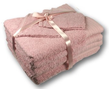 6 pce 500gsm Egyptian Combed Cotton Towel Bale includes 2 Face 2 Hand 2 Bath Baby Pink REDUCED TO CLEAR