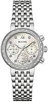 Bulova Diamond Women's Quartz Watch with Mother of Pearl Dial Chronograph Display and Silver Stainless Steel Bracelet 96W204