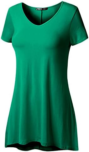 Thanth Womens Short Sleeve Comfy Loose Fit Long Tunic Top With Various Hem, XL