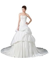A-line Strapless Dropped   Waistline Taffeta Floor Length Lace Tiered  Dress