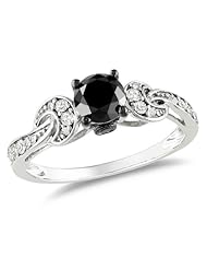 14k White Gold Black and White Diamond Ring (1 cttw, G-H Color, I1-I2 Clarity)