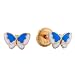 14k Yellow Gold Blue and White Butterfly Enamel Baby Earrings