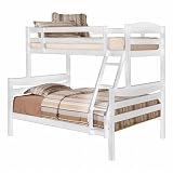 Walker Edison Twin/Double Solid Wood Bunk Bed, White