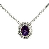 Amethyst(.68ct) & Pave Diamond(.20ct) Pendant on Chain
