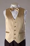 3-Piece Boys Golden Champagne Satin Vest with Tie and Bowtie in Sizes Infant to Boys 16