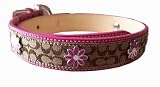 Coach Mini Signature Khaki Fuschia Charm Dog Collar XL
