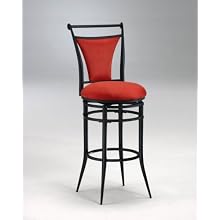Hillsdale Cierra 30-Inch Swivel Bar Stool, Black Finish with Flame Faux-Suede Fabric