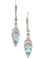 14K White Gold Aquamarine and Diamond Earrings -- LIFETIME WARRANTY