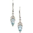 14K White Gold Aquamarine and Diamond Earrings