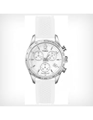 Timex Womens T2P061KW Ameritus Chronograph White Dial, White Silicone Strap Watch