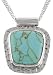 Hammered Sterling Silver and Turquoise Large Abstract Pendant, 18"