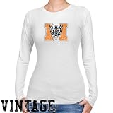 NCAA Mercer Bears Ladies White Distressed Logo Vintage Long Sleeve Slim Fit T-shirt
