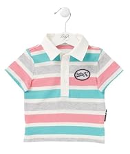 Short Sleeve Turquoise, Pink and Grey Stripe Polo