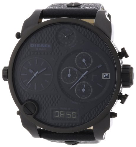 Diesel DZ7193 - Reloj de cuarzo para hombre con correa de piel, color negro