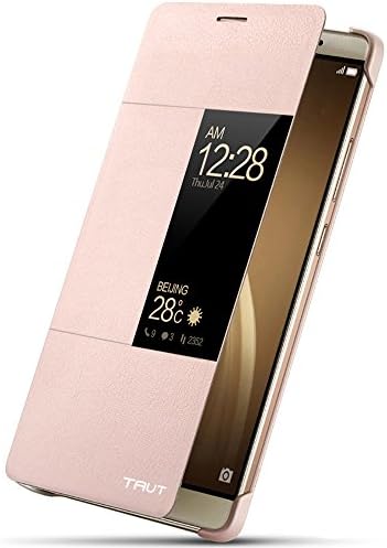 Yeuk Huawei Ascend P9 Case,Smart Flip Leather Cover with Auto Sleep Wake-up and Quick Access to Phone Call Function - Pink01