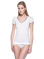 John Galliano Camiseta Microfibra  Manga Corta V (Blanco)