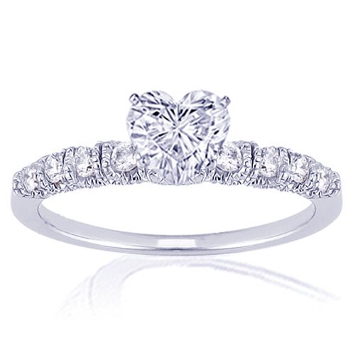 1 Ct Heart Shape Diamond Vintage Heirloom Milgrained Engagement Ring 14K SI1-H