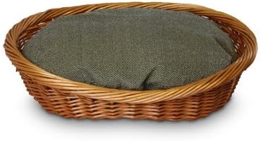 Luxury Wicker Herringbone Dog Basket and Bed Size: 35" W x 20" L