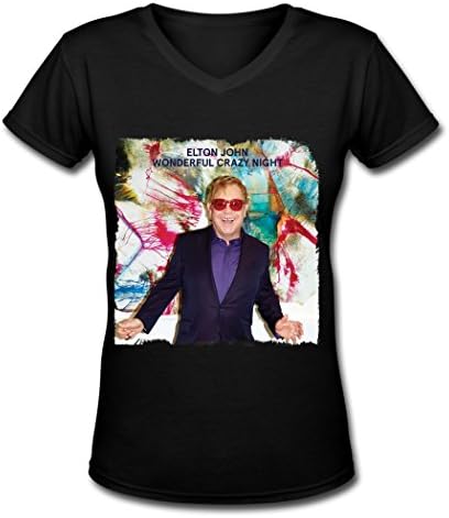 Elton John 2016 Lady's Printed V Neck T-Shirt M