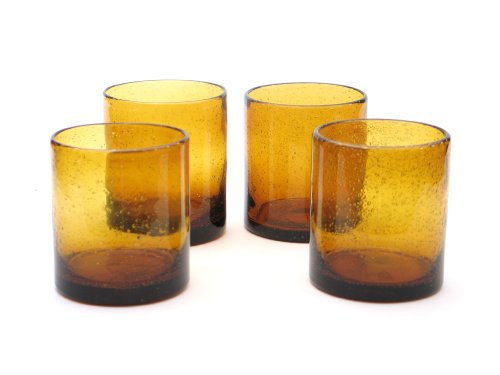 Certified International Amber  Bubble 14-ounce Double Old Fashion ,Set of 4
