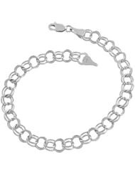 14 Karat White Gold 6.7-mm Classic Solid Charm Bracelet (8 Inch)