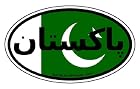 Pakistan in Urdu and Pakistani Flag Car Bumper Sticker Decal Oval