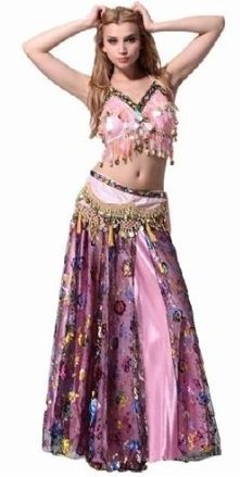 ベリーダンス衣装　ブラ・スカート・ヒップスカーフ ３点セット