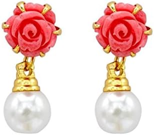 Pearls Cart Women's Flower Coral Drop Hangings/Tops/Earrings Multi-Colour