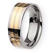 14k Gold Inlaid Flat Polished Titanium Ring (8.0 mm) With Wood Box - Sizes 6-13