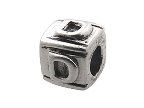 Zable(tm) Sterling Silver Block D-Letter Bead / Charm