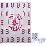 Boston Red Sox Combo 7 Piece Frosty Bathroom Set & 3 Piece Bath Rug Set