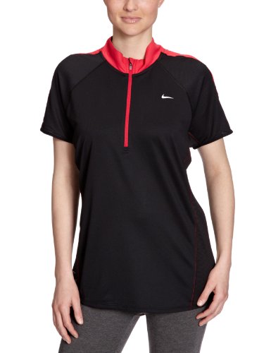 NIKE Damen T-Shirt Sphere 1/2 Zip, black/scarlet fire/reflective silv, M, 424835-014 Preisvergleich