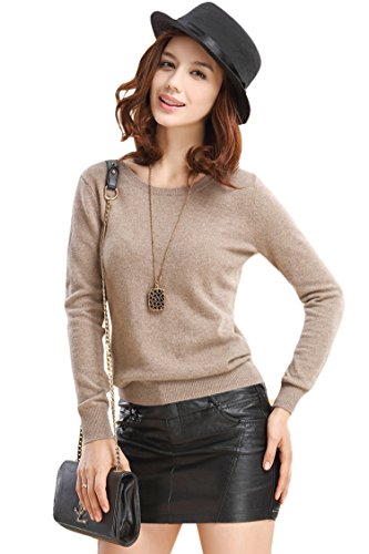 PinkWind Women's Cashmere Long Sleeve Round Neck Pullover Sweater Various Colors