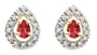 10k Yellow Gold, July Birthstone, Created Ruby and Diamond Pear Shaped Earrings