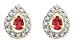 10k Yellow Gold, July Birthstone, Lab Created Ruby and Diamond Pear Shaped Earrings