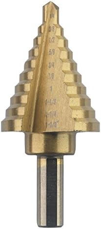 Naiken Titanium Step Drill Bit 1/4' to 1-3/8' in 1/8' Increments, 10 Steps