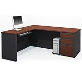 Prestige Premium L-shaped Corner Computer Desk in Bordeaux & Slate