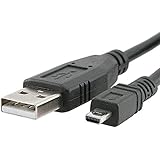 Black USB 2.0 A to 8-Pin Mini B Cable w/ Ferrite - 1.5M / 59 Inches for Nikon CoolPix P90