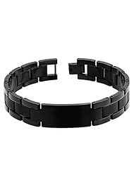 High Polished & Brushed Black Enamel Plated Tungsten Carbide Designer ID Bracelet